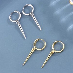 *NEW 925 Sterling Silver Spike Drop Huggie Hoops